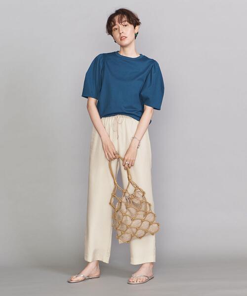 BEAUTY&YOUTH UNITED ARROWS(ビューティーアンドユースユナイテッドアローズ)の「BY コットン天竺5分袖ギャザースリーブクルーネック カットソー ◆(Tシャツ/カットソー・レディース・ホワイト/ワインレッド/ロイヤルブルー/ブラック・FREE)」の8枚目の写真