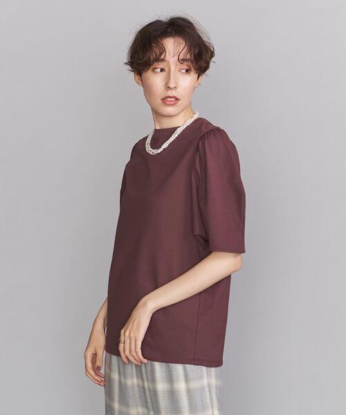 BEAUTY&YOUTH UNITED ARROWS(ビューティーアンドユースユナイテッドアローズ)の「BY コットン天竺5分袖ギャザースリーブクルーネック カットソー ◆(Tシャツ/カットソー・レディース・ホワイト/ワインレッド/ロイヤルブルー/ブラック・FREE)」の6枚目の写真