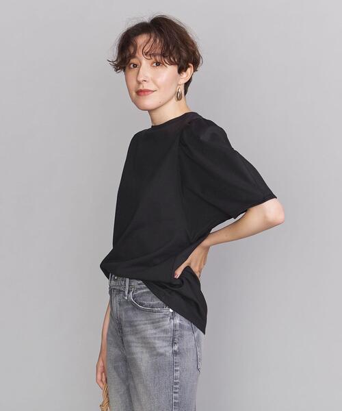 BEAUTY&YOUTH UNITED ARROWS(ビューティーアンドユースユナイテッドアローズ)の「BY コットン天竺5分袖ギャザースリーブクルーネック カットソー ◆(Tシャツ/カットソー・レディース・ホワイト/ワインレッド/ロイヤルブルー/ブラック・FREE)」の9枚目の写真