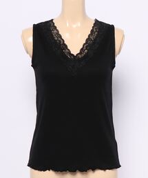 Samansa Mos2 blue | レースリブタンク(タンクトップ)