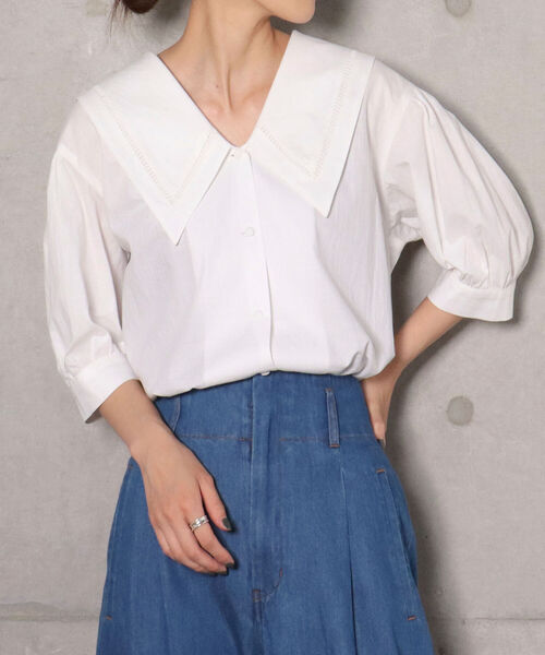 fredy repit(フレディレピ)の「【WEB限定】ビッグ衿ブラウス(シャツ/ブラウス・レディース・ブラック/オフホワイト・38)」の2枚目の写真