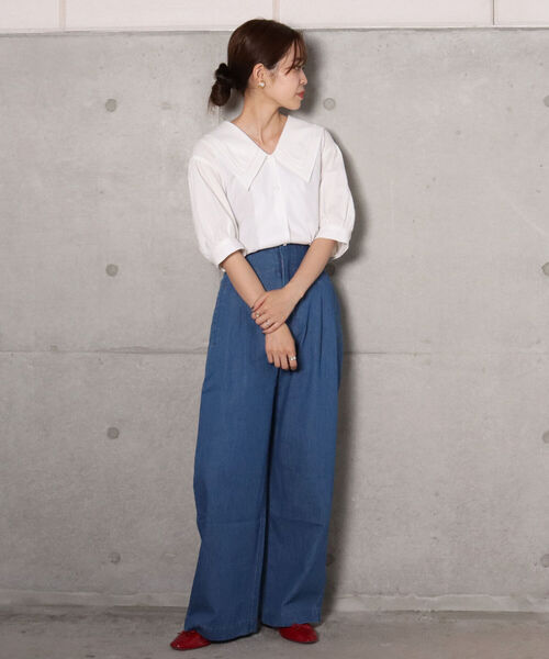 fredy repit(フレディレピ)の「【WEB限定】ビッグ衿ブラウス(シャツ/ブラウス・レディース・ブラック/オフホワイト・38)」の3枚目の写真