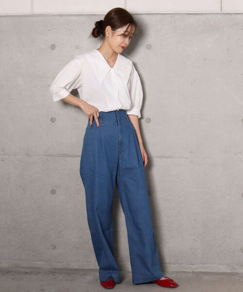 fredy repit(フレディレピ)の「【WEB限定】ビッグ衿ブラウス(シャツ/ブラウス・レディース・ブラック/オフホワイト・38)」の4枚目の写真