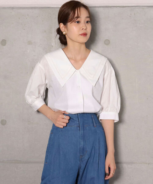 fredy repit(フレディレピ)の「【WEB限定】ビッグ衿ブラウス(シャツ/ブラウス・レディース・ブラック/オフホワイト・38)」の6枚目の写真