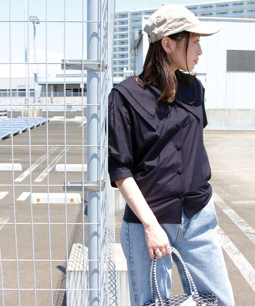 fredy repit(フレディレピ)の「【WEB限定】ビッグ衿ブラウス(シャツ/ブラウス・レディース・ブラック/オフホワイト・38)」の10枚目の写真
