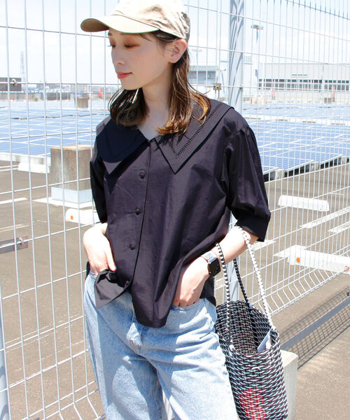 fredy repit(フレディレピ)の「【WEB限定】ビッグ衿ブラウス(シャツ/ブラウス・レディース・ブラック/オフホワイト・38)」の11枚目の写真