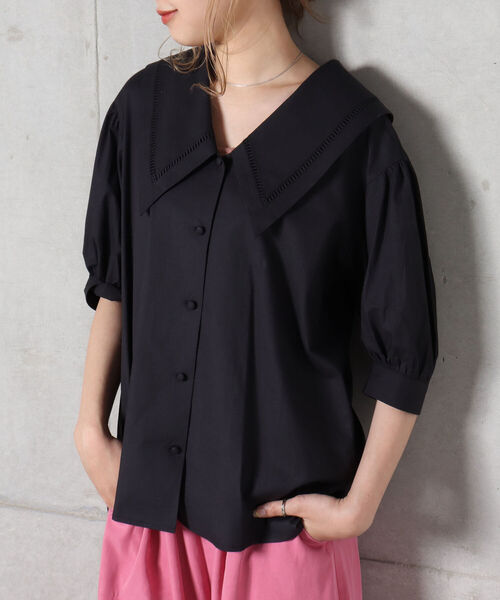 fredy repit(フレディレピ)の「【WEB限定】ビッグ衿ブラウス(シャツ/ブラウス・レディース・ブラック/オフホワイト・38)」の16枚目の写真