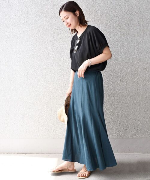 未使用　パラスパレス　ijep リネンスカート S-LL】ZIP使いフレアスカート（マキシ・ロングスカート） | SHOO