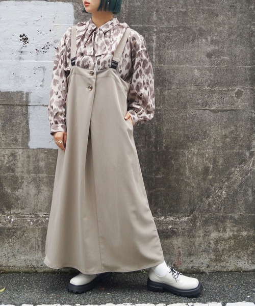 179/WG（イチナナキュウダブルジー）の「ロング丈ジャンパースカート（スカート・レディース・ブラック/ベージュ/カーキ・MEDIUM）」の3枚目の写真