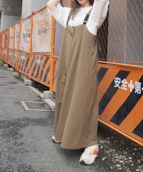 179/WG（イチナナキュウダブルジー）の「ロング丈ジャンパースカート（スカート・レディース・ブラック/ベージュ/カーキ・MEDIUM）」の14枚目の写真