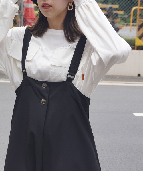 179/WG（イチナナキュウダブルジー）の「ロング丈ジャンパースカート（スカート・レディース・ブラック/ベージュ/カーキ・MEDIUM）」の10枚目の写真