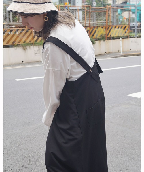 179/WG（イチナナキュウダブルジー）の「ロング丈ジャンパースカート（スカート・レディース・ブラック/ベージュ/カーキ・MEDIUM）」の9枚目の写真