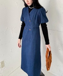 ボリュームスリーブデニムワンピ