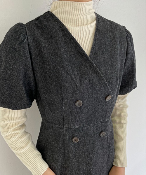 EPIMI E'PIMMY（エピミエピミー）の「ボリュームスリーブデニムワンピ（ワンピース・レディース・ブラック/ネイビー・MEDIUM）」の8枚目の写真