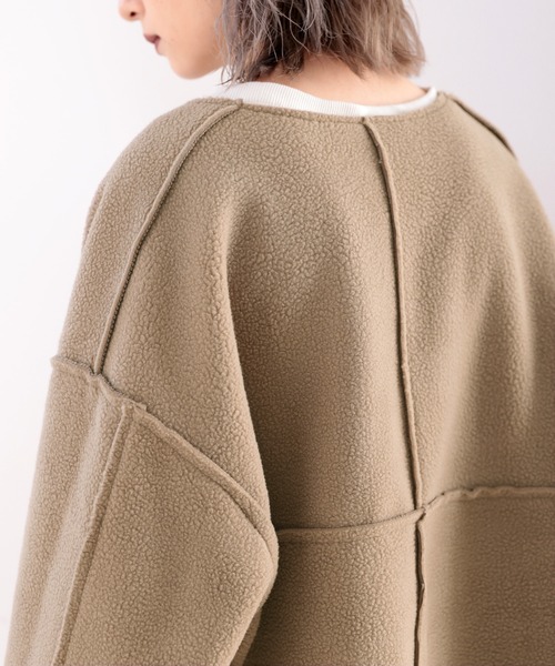 classicalelf（クラシカルエルフ）の「1枚でこなれ感。コーデュロイ×ボア2wayリバーシブルブルゾン（ノーカラージャケット・レディース・ベージュ/ブラウン/アイボリー・LARGE/MEDIUM/X-LARGE）」の15枚目の写真