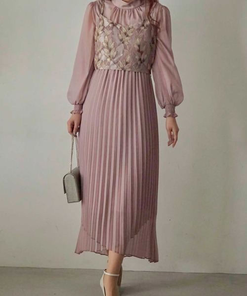 【Dorry Doll】 レースボレロ プリーツワンピース オリジナル柄レース×プリーツワンピース|DorryDoll