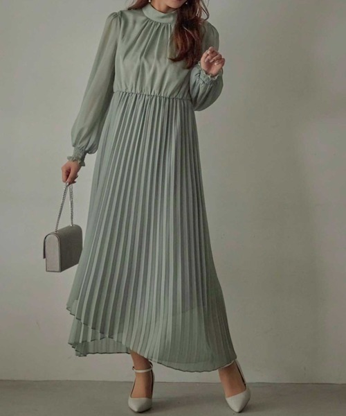 ドリードール レースビスチェ ボトルネックプリーツワンピースドレス Mサイズ Dorry Doll（ドリードール）の「レースビスチェ×ボトルネック