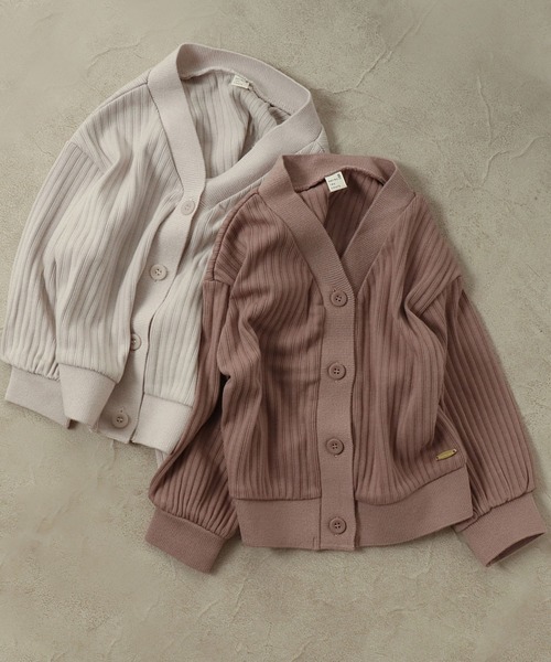 apres les cours（アプレレクール）の「ゆったりリブカーディガン（カーディガン/ボレロ・キッズ・ベージュ/アイボリー・90/100/110/120/80/130/140）」の2枚目の写真