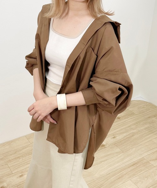 apres jour clair（アプレジュールクレア）の「【apres jour clair】オーバーシャツ【ZOZOTOWN限定アイテム】（シャツ/ブラウス・レディース・ブラウン系その他/ライトグレー/アイボリー/ベージュ・X-LARGE/フリー）」の3枚目の写真