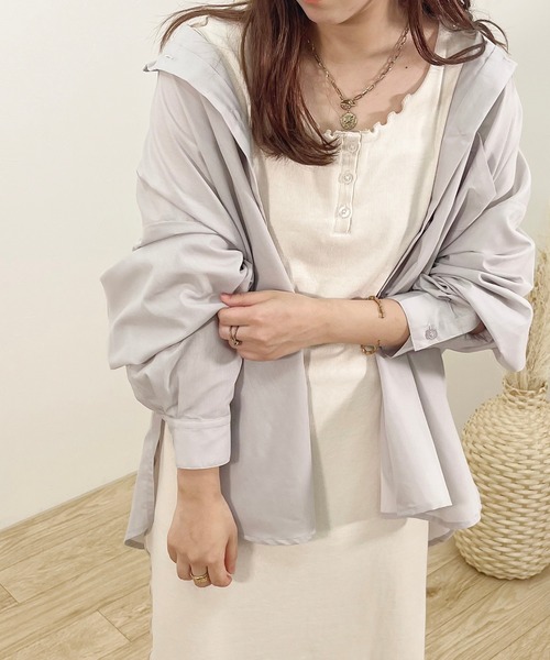 apres jour clair（アプレジュールクレア）の「【apres jour clair】オーバーシャツ【ZOZOTOWN限定アイテム】（シャツ/ブラウス・レディース・ブラウン系その他/ライトグレー/アイボリー/ベージュ・X-LARGE/フリー）」の13枚目の写真