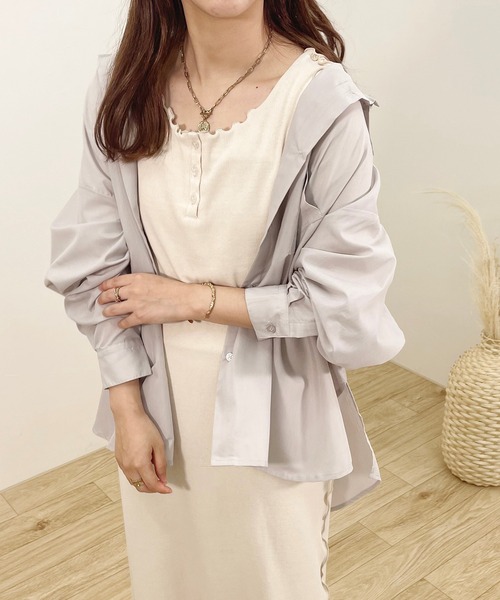 apres jour clair（アプレジュールクレア）の「【apres jour clair】オーバーシャツ【ZOZOTOWN限定アイテム】（シャツ/ブラウス・レディース・ブラウン系その他/ライトグレー/アイボリー/ベージュ・X-LARGE/フリー）」の14枚目の写真