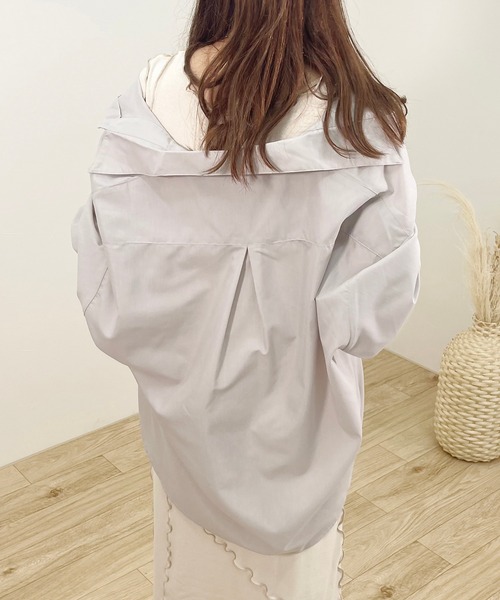apres jour clair（アプレジュールクレア）の「【apres jour clair】オーバーシャツ【ZOZOTOWN限定アイテム】（シャツ/ブラウス・レディース・ブラウン系その他/ライトグレー/アイボリー/ベージュ・X-LARGE/フリー）」の16枚目の写真