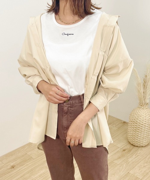 apres jour clair（アプレジュールクレア）の「【apres jour clair】オーバーシャツ【ZOZOTOWN限定アイテム】（シャツ/ブラウス・レディース・ブラウン系その他/ライトグレー/アイボリー/ベージュ・X-LARGE/フリー）」の6枚目の写真