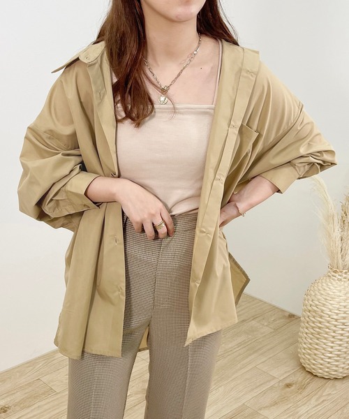apres jour clair（アプレジュールクレア）の「【apres jour clair】オーバーシャツ【ZOZOTOWN限定アイテム】（シャツ/ブラウス・レディース・ブラウン系その他/ライトグレー/アイボリー/ベージュ・X-LARGE/フリー）」の5枚目の写真