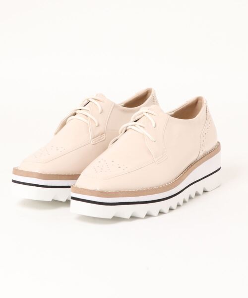 Fabby fabby（ファビィーファビィー）の「スクエア厚底ウィングチップレースアップシューズ（ドレスシューズ・レディース・ブラック/モカ/オフホワイト・MEDIUM/LARGE/SMALL）」の4枚目の写真