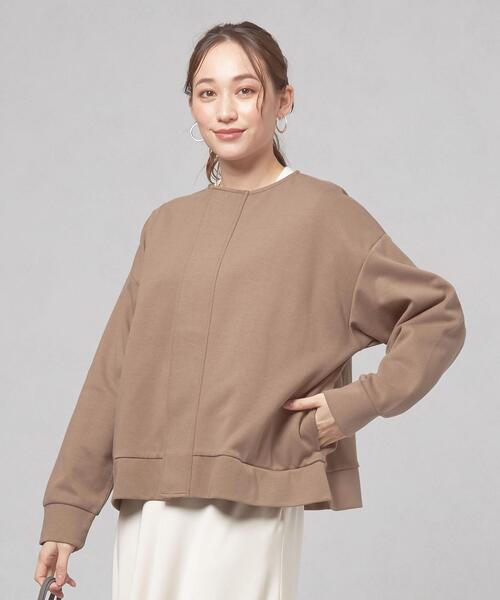 closet story（クローゼットストーリー）の「【WEB限定】＜closet story＞オーバー ジップ アウター/カーディガン -ウォッシャブル-（カーディガン/ボレロ・レディース・ベージュ/ダークグレー・FREE）」の2枚目の写真