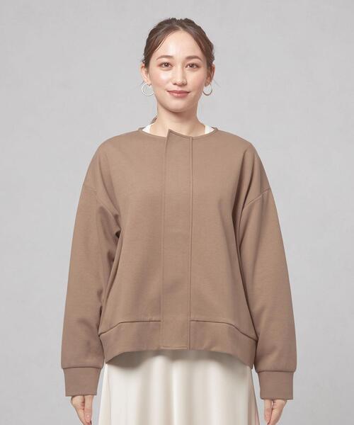 closet story（クローゼットストーリー）の「【WEB限定】＜closet story＞オーバー ジップ アウター/カーディガン -ウォッシャブル-（カーディガン/ボレロ・レディース・ベージュ/ダークグレー・FREE）」の11枚目の写真