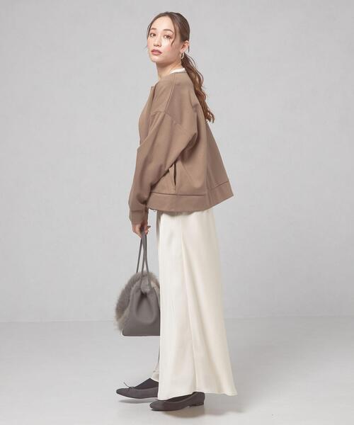 closet story（クローゼットストーリー）の「【WEB限定】＜closet story＞オーバー ジップ アウター/カーディガン -ウォッシャブル-（カーディガン/ボレロ・レディース・ベージュ/ダークグレー・FREE）」の15枚目の写真