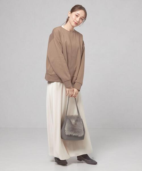 closet story（クローゼットストーリー）の「【WEB限定】＜closet story＞オーバー ジップ アウター/カーディガン -ウォッシャブル-（カーディガン/ボレロ・レディース・ベージュ/ダークグレー・FREE）」の6枚目の写真