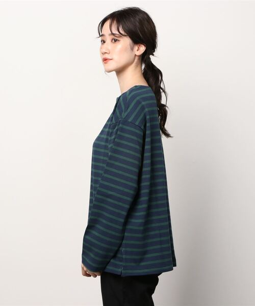 JEANS FACTORY Clothes（ジーンズファクトリークローズ）の「[Jeans Factory Clothes/ジーンズファクトリークローズ] ヘビーウェイト ビッグボーダーバスクシャツ（Tシャツ/カットソー・レディース・ホワイト×ブラック/ホワイト×ネイビー/チャコールグレー×ブラック/ネイビー系・S/M/L）」の21枚目の写真