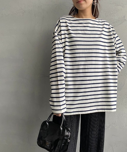 JEANS FACTORY Clothes（ジーンズファクトリークローズ）の「[Jeans Factory Clothes/ジーンズファクトリークローズ] ヘビーウェイト ビッグボーダーバスクシャツ（Tシャツ/カットソー・レディース・ホワイト×ブラック/ホワイト×ネイビー/チャコールグレー×ブラック/ネイビー系・S/M/L）」の15枚目の写真