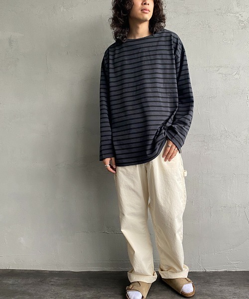 JEANS FACTORY Clothes（ジーンズファクトリークローズ）の「[Jeans Factory Clothes/ジーンズファクトリークローズ] ヘビーウェイト ビッグボーダーバスクシャツ（Tシャツ/カットソー・レディース・ホワイト×ブラック/ホワイト×ネイビー/チャコールグレー×ブラック/ネイビー系・S/M/L）」の18枚目の写真