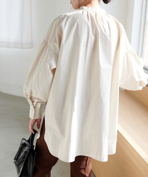 DISCOAT（ディスコート）の「キルト刺繍ビックシャツ（シャツ/ブラウス・レディース・ブラック/ベージュ/オフホワイト・FREE）」の10枚目の写真