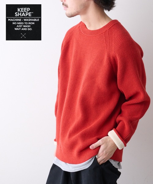 CIAOPANIC TYPY（チャオパニックティピー）の「キープシェイプワッフル プルオーバー（ニット/セーター・メンズ・ブラック/レッド/グリーン/ホワイト系その他・S/M/L）」の4枚目の写真