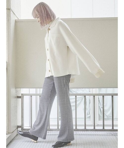 merry jenny(メリージェニー)の「バイカラーCPOニットジャケット(ノーカラージャケット・レディース・ブラック/オフホワイト/グリーン・FREE)」の10枚目の写真