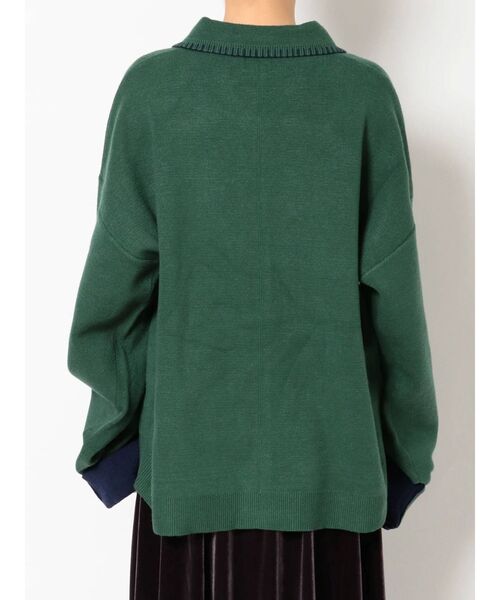 merry jenny(メリージェニー)の「バイカラーCPOニットジャケット(ノーカラージャケット・レディース・ブラック/オフホワイト/グリーン・FREE)」の22枚目の写真