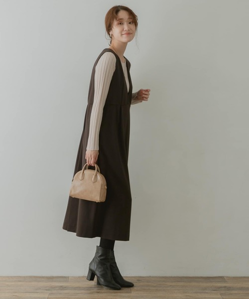 F by ROSSO（エフバイロッソ）の「F by ROSSO　ポンチジャンパースカート（ワンピース・レディース・ブラック/ダークブラウン/モカ・36/38）」の7枚目の写真