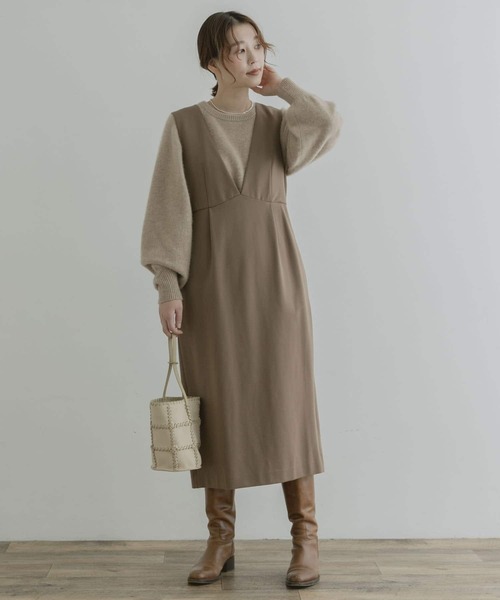 F by ROSSO（エフバイロッソ）の「F by ROSSO　ポンチジャンパースカート（ワンピース・レディース・ブラック/ダークブラウン/モカ・36/38）」の12枚目の写真