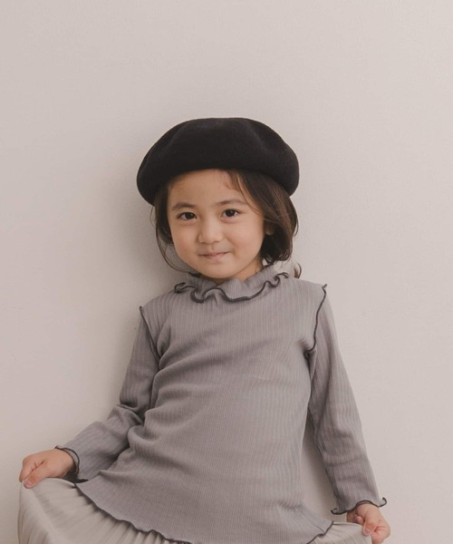 URBAN RESEARCH DOORS（アーバンリサーチドアーズ）の「パイピングウールベレー帽(KIDS)（ハンチング/ベレー帽・キッズ・ブラック/カーキ・ONE）」の2枚目の写真