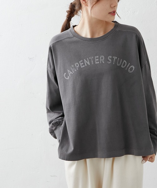 PUAL CE CIN（ピュアルセシン）の「シルケット風プリントロングスリーブ（Tシャツ/カットソー・レディース・ベージュ/グレー/グリーン/マスタード・FREE）」の11枚目の写真