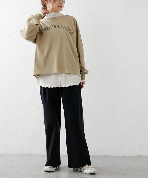 PUAL CE CIN（ピュアルセシン）の「シルケット風プリントロングスリーブ（Tシャツ/カットソー・レディース・ベージュ/グレー/グリーン/マスタード・FREE）」の9枚目の写真