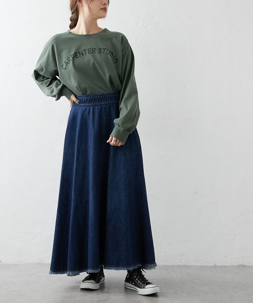 PUAL CE CIN（ピュアルセシン）の「シルケット風プリントロングスリーブ（Tシャツ/カットソー・レディース・ベージュ/グレー/グリーン/マスタード・FREE）」の6枚目の写真