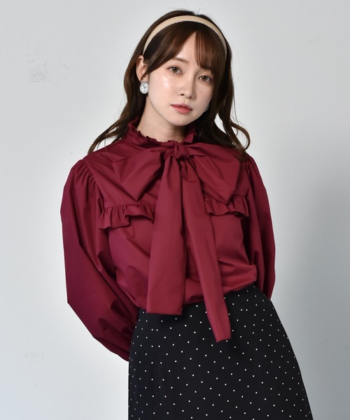 ems excite(エムズエキサイト)の「ボウタイBL(シャツ/ブラウス・レディース・ホワイト/ボルドー/ブラック系その他・FREE)」の3枚目の写真