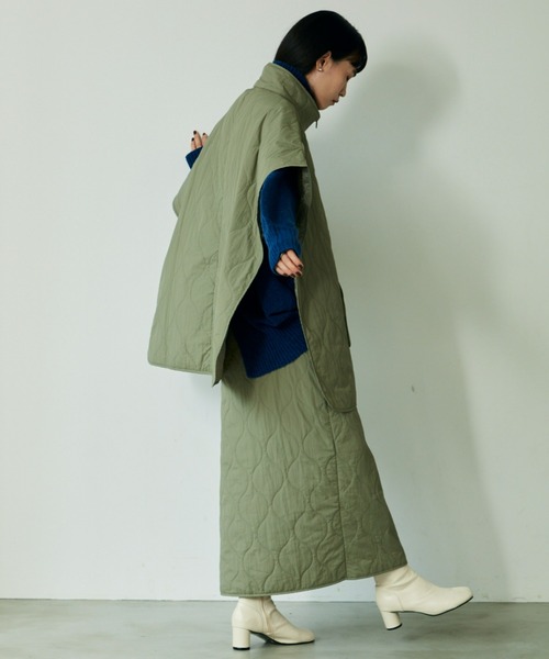 VACANCY（ヴァカンシー）の「ライトキルティング中綿ベスト（ダウンベスト・レディース・ブラック/カーキ/グレイッシュベージュ/ブルー・FREE）」の12枚目の写真