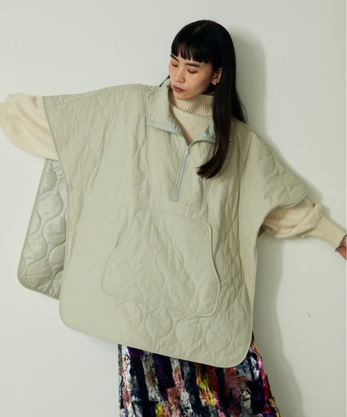 VACANCY（ヴァカンシー）の「ライトキルティング中綿ベスト（ダウンベスト・レディース・ブラック/カーキ/グレイッシュベージュ/ブルー・FREE）」の7枚目の写真