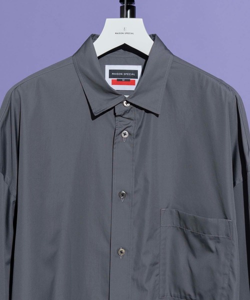 MAISON SPECIAL(メゾンスペシャル)の「《ユニセックスアイテム》THOMAS MASON/トーマスメイソン プライムオーバーレギュラーシャツコート【MAISON SPECIAL/メゾンスペシャル】(シャツ/ブラウス・メンズ・グレー/オフホワイト/ブラック・1/0/2)」の9枚目の写真